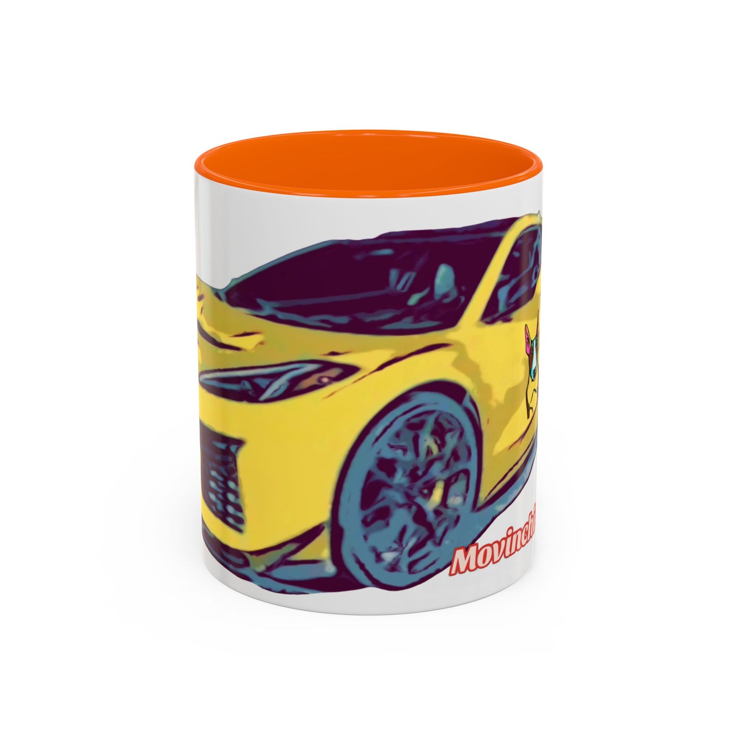 ZR1 Lover Coffee Mug — Yellow Sports Car & Boston Terrier Accent Mug (11/15 oz)