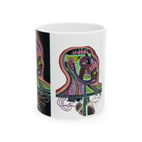 HEART ATTACK  Abstract Psychedelic Skull Ceramic Mug — Colorful Anatomical Art (11oz & 15oz)