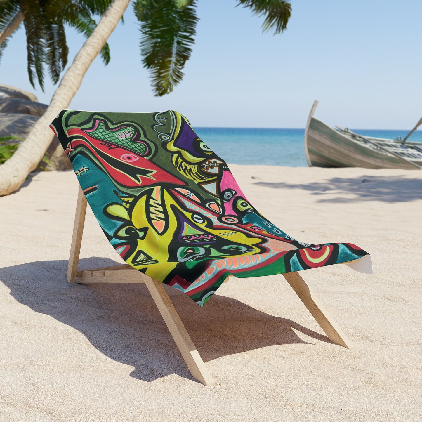 Abstract Tropical CONCERT  Beach Towel – Vibrant Colorful Ocean Art for Beach & Pool