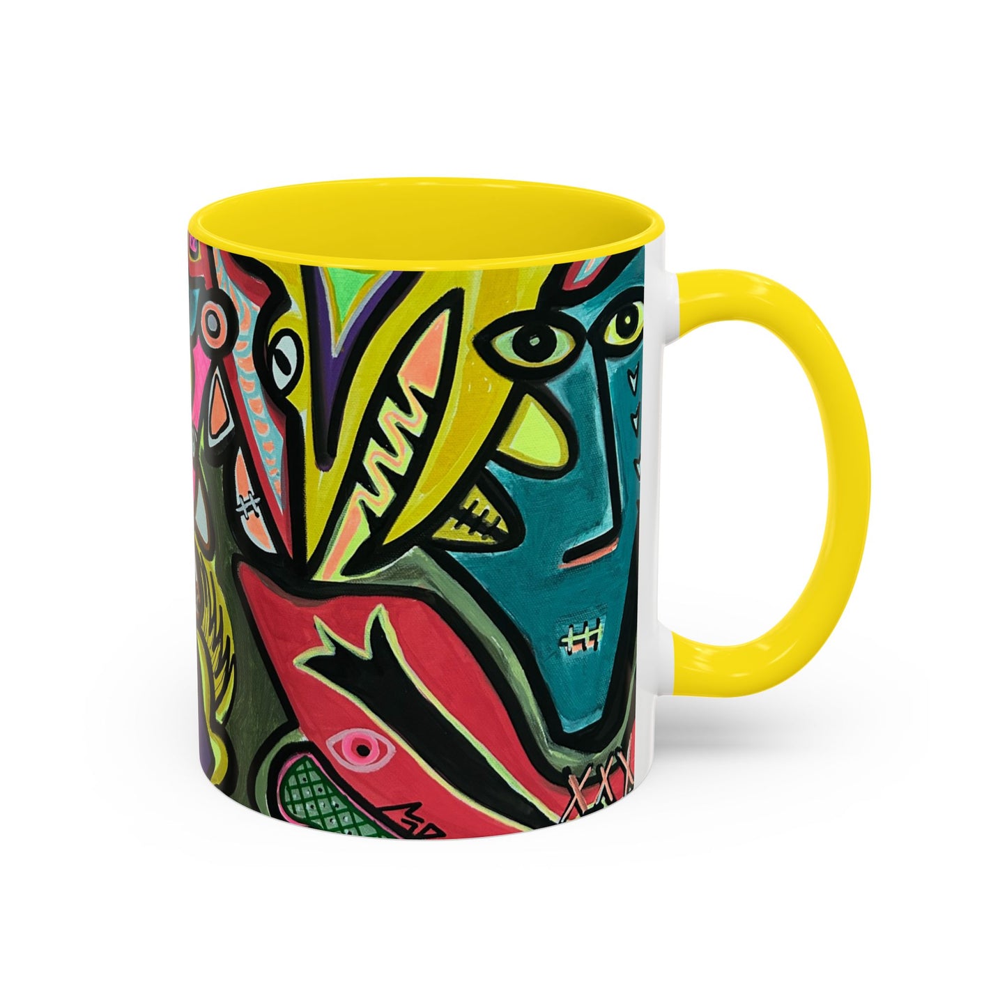 AbstractCONCERT.   Pop Art Coffee Mug — Colorful Faces Accent Mug (11/15 oz)