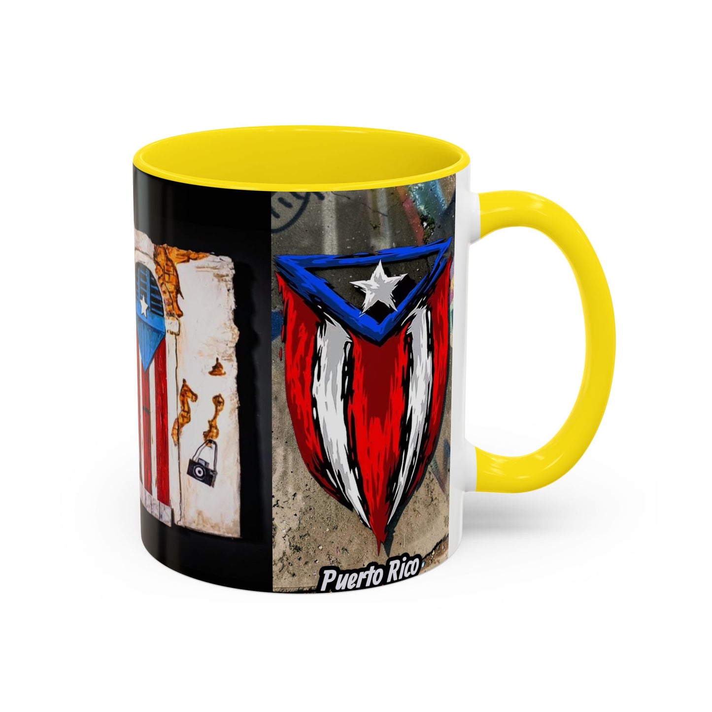 Puerto Rico Flag Coffee Mug — Rustic Street Art Accent Mug (11/15 oz)