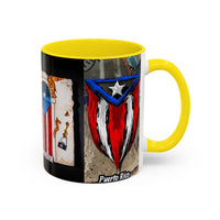 Puerto Rico Flag Coffee Mug — Rustic Street Art Accent Mug (11/15 oz)