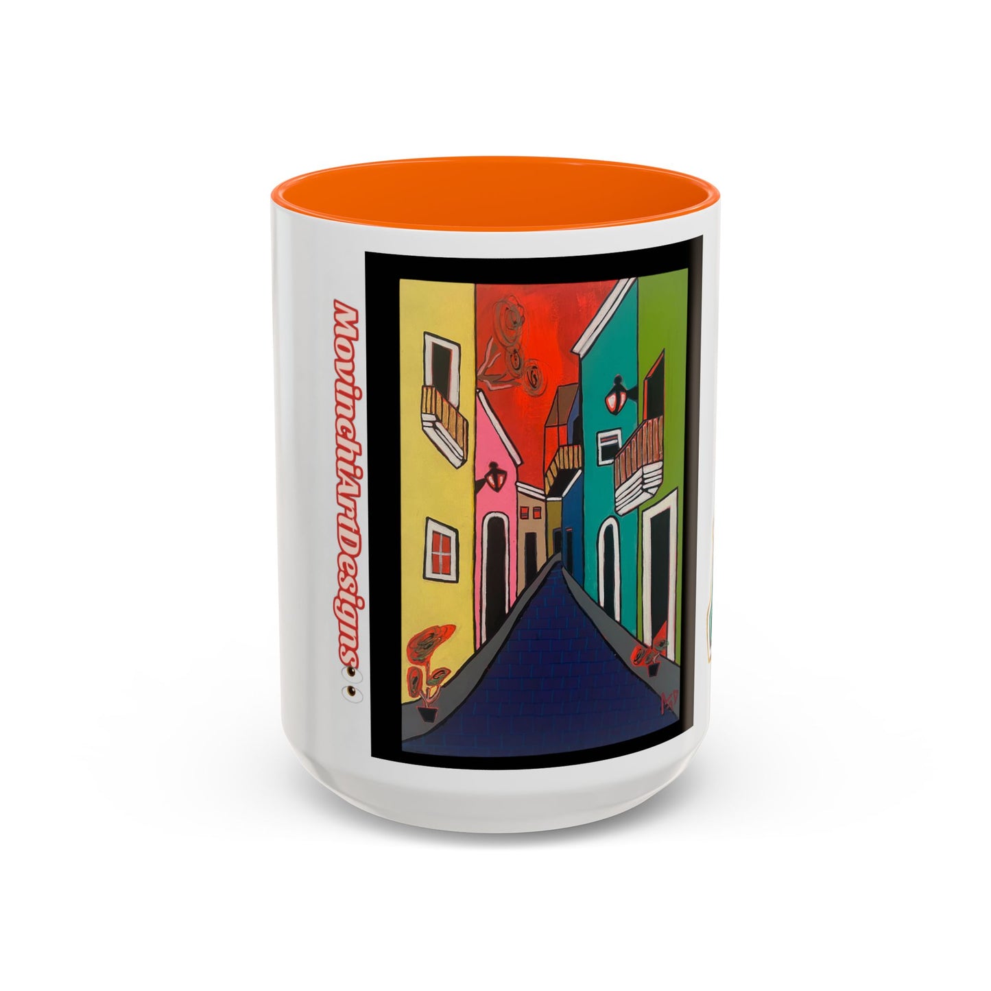 SAN JUAN.  Colorful Street Art Coffee Mug — Vibrant Alleyway & Playful Emblem Accent Mug