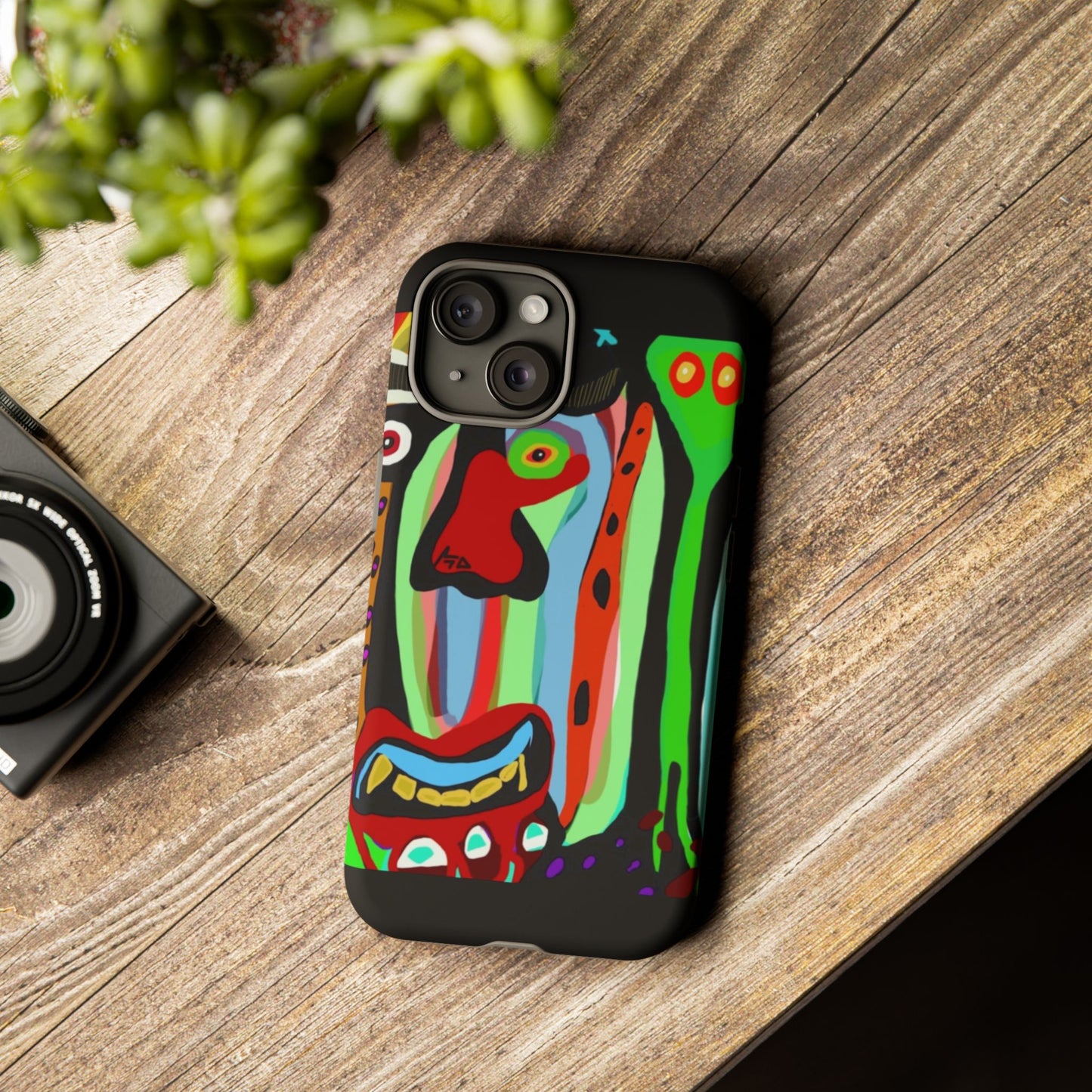 CRAZY.   Tribal Face Phone Case — Colorful Modern Art iPhone Cover