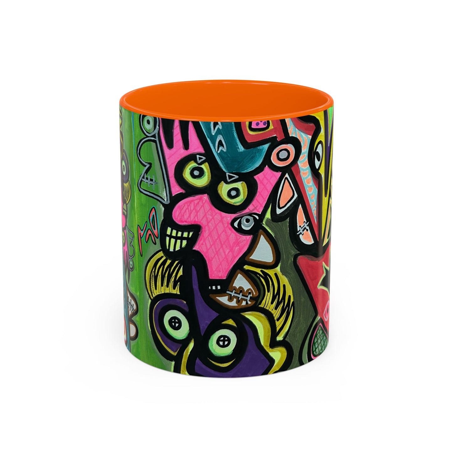 AbstractCONCERT.   Pop Art Coffee Mug — Colorful Faces Accent Mug (11/15 oz)