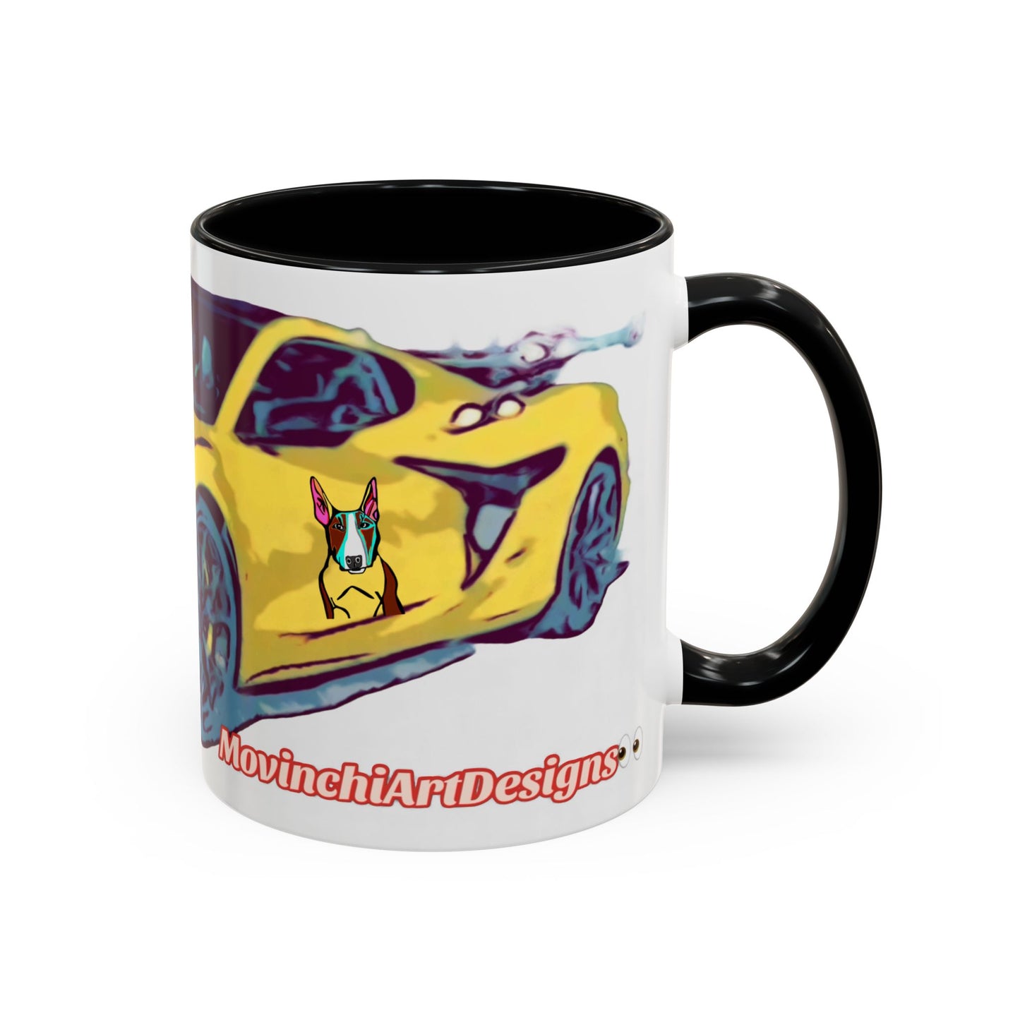 ZR1 Lover Coffee Mug — Yellow Sports Car & Boston Terrier Accent Mug (11/15 oz)