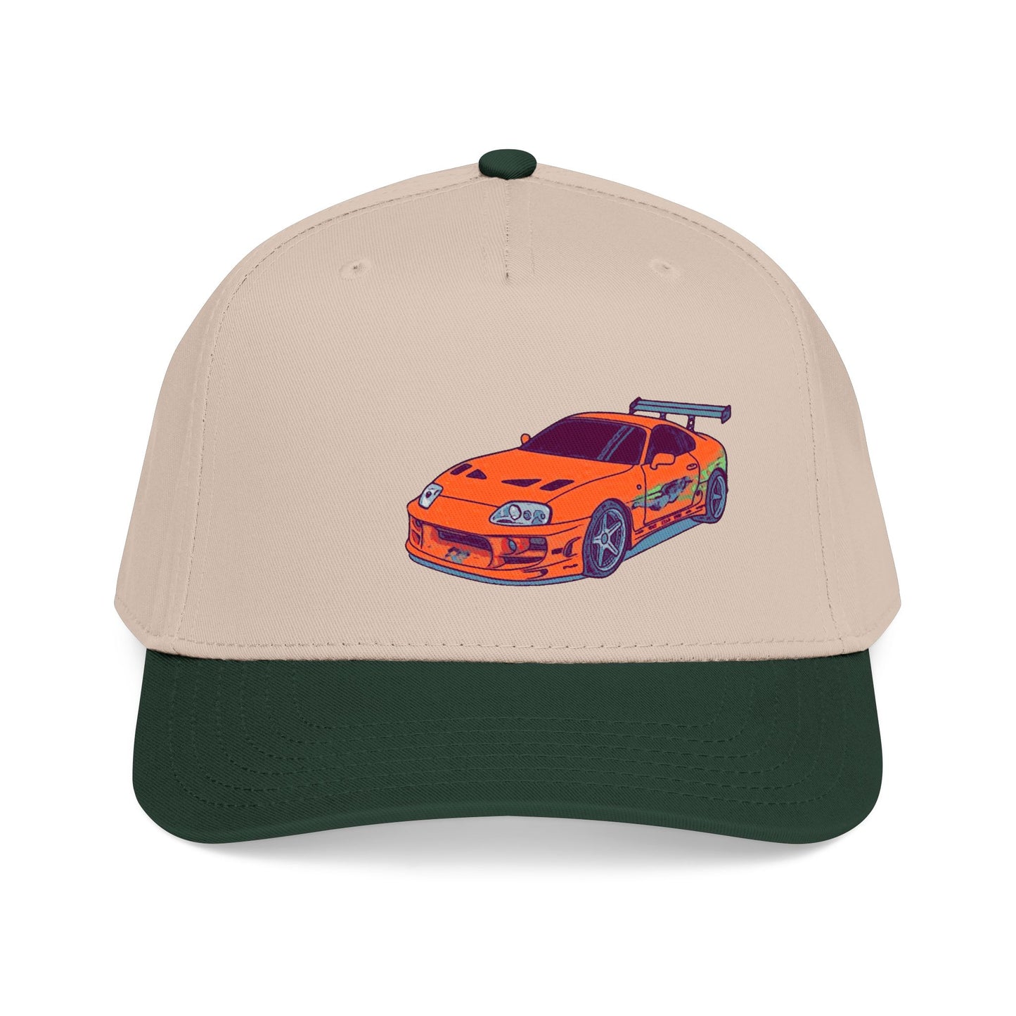 2JZ.  Retro Orange Sports Car Baseball Cap — Vintage JDM Supra Snapback