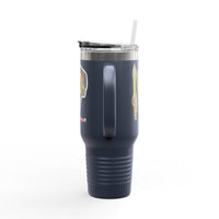 MOVINCHIARTDESIGNS.  40oz Insulated Travel Mug — Colorful Abstract Skull Design, Spill‑Resistant Tumbler