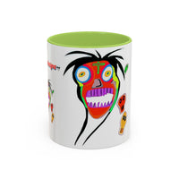 Skullface Accent Coffee Mug — Colorful Day of the Dead Pop Art (11/15oz)