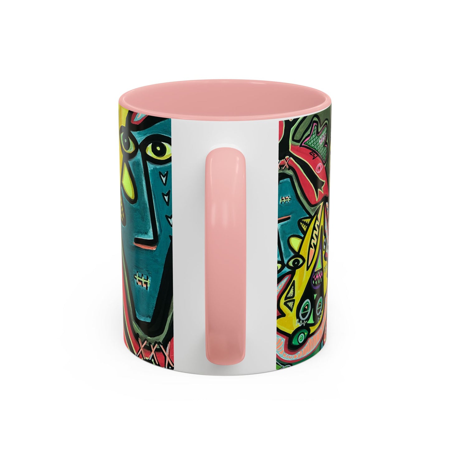 AbstractCONCERT.   Pop Art Coffee Mug — Colorful Faces Accent Mug (11/15 oz)