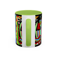 CRAZY.   Neon Face Accent Coffee Mug – Colorful Psychedelic Art Ceramic Mug