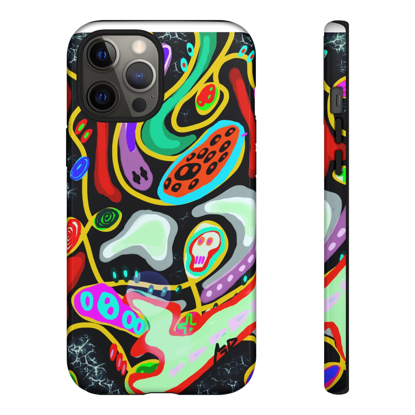 CRAZY4  Abstract Neon Skull Phone Case — Colorful Psychedelic Protective Cover