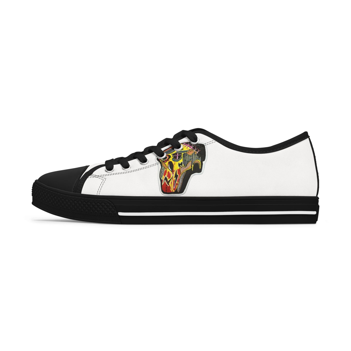 Women's Low Top Sneakers —INFECTED.   Vibrant Abstract Skull Art Print