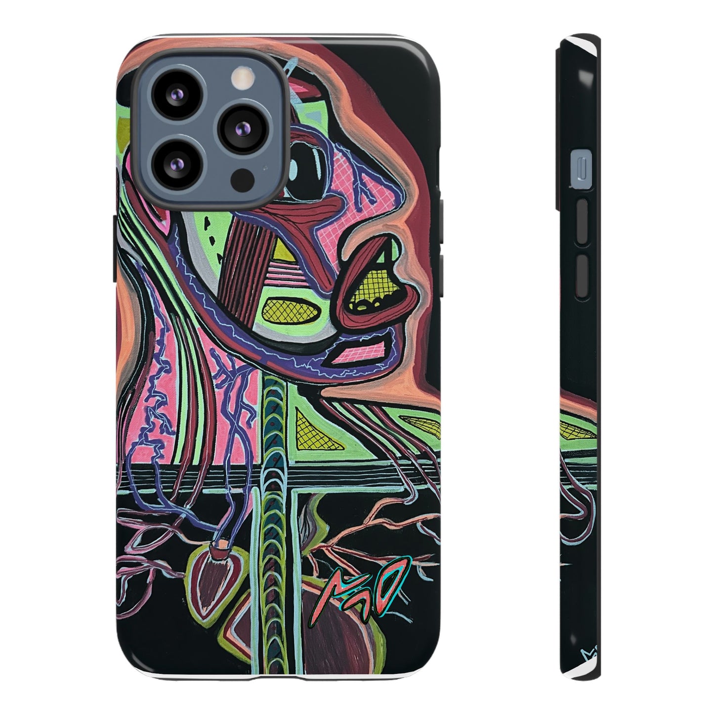 HEART ATTACK Abstract Neon Face Tough Phone Case – Vibrant Art Phone Cover