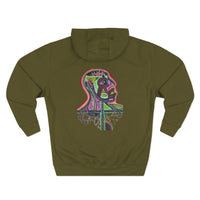HEART ATTACK  Abstract Psyche Hoodie — Colorful Three-Panel Back Art Fleece Hoodie