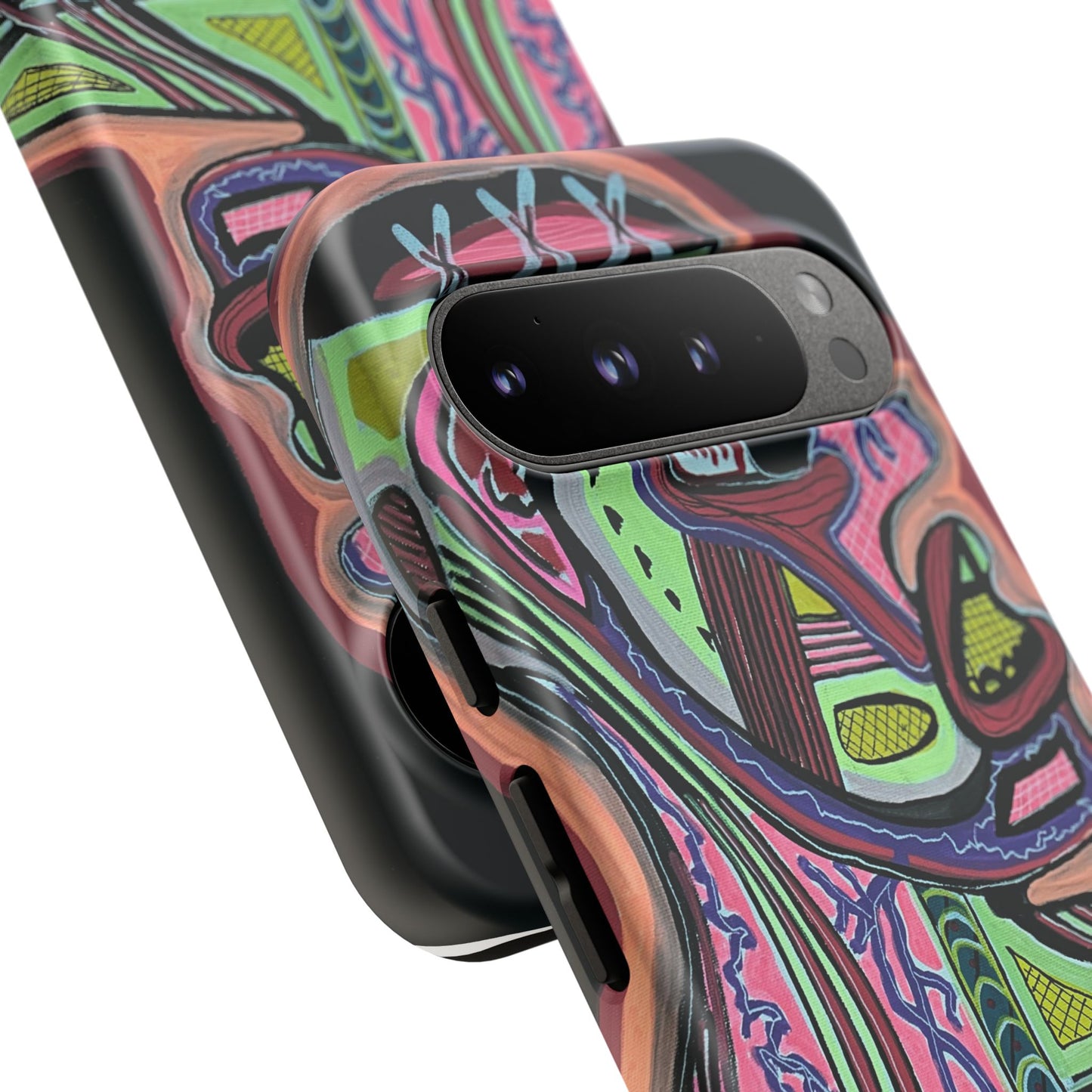 HEART ATTACK Abstract Neon Face Tough Phone Case – Vibrant Art Phone Cover
