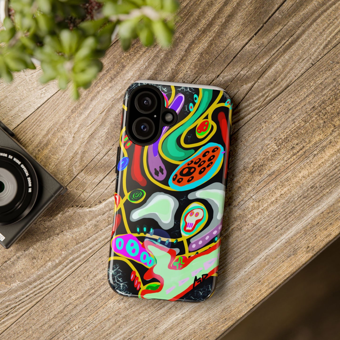 CRAZY4  Abstract Neon Skull Phone Case — Colorful Psychedelic Protective Cover