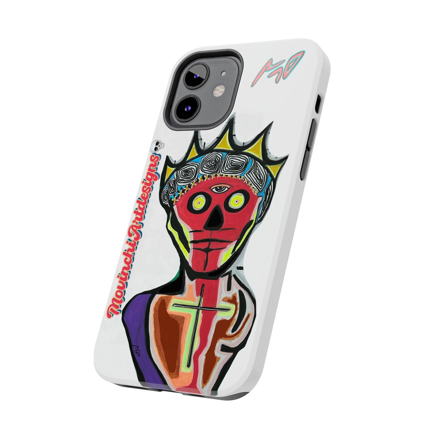 Artistic Crown KING GRAY  Skull Tough Phone Case — Colorful Abstract Guardian Design