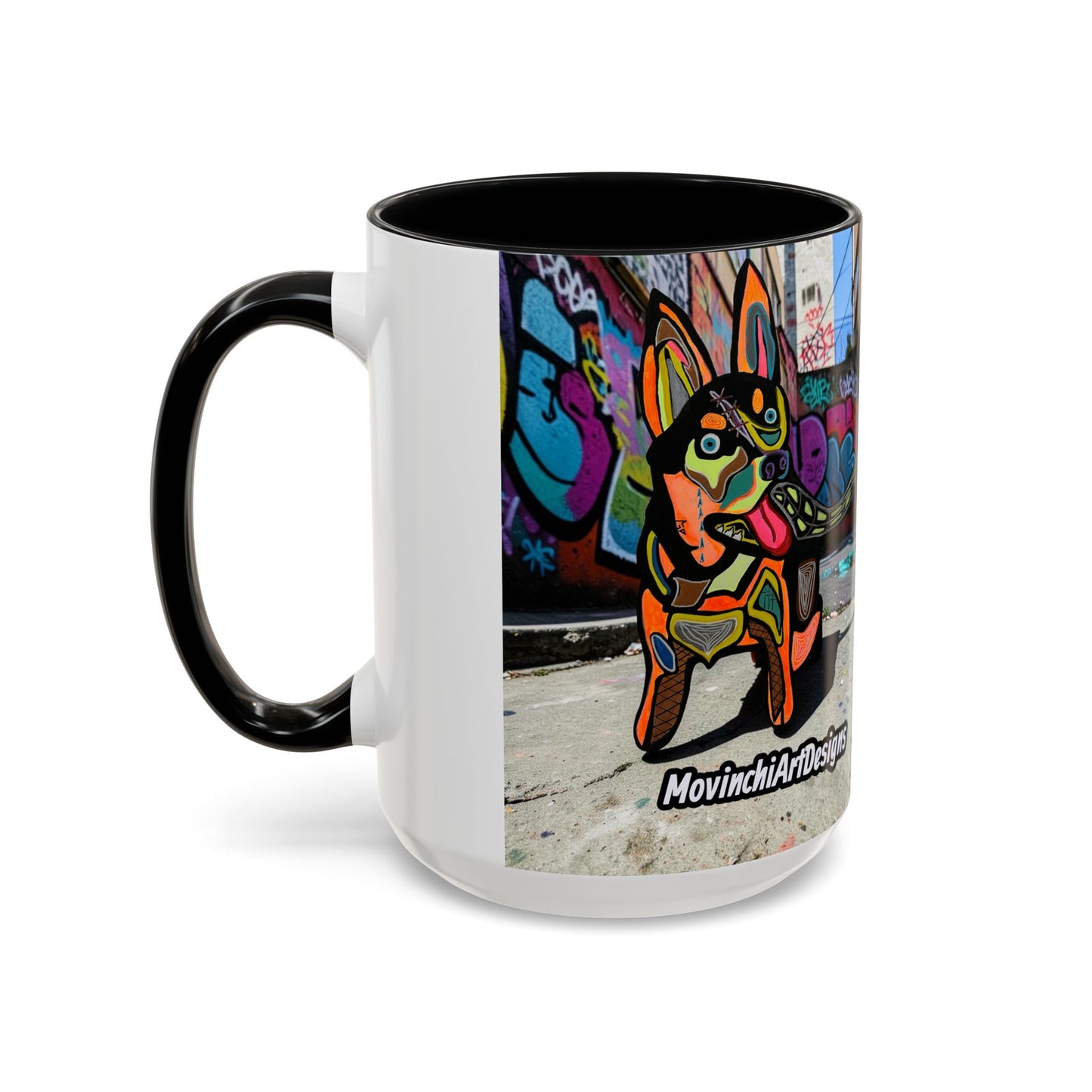 Colorful Pop Art Dog Accent Coffee Mug — Vibrant French Bulldog Design (11/15 oz)