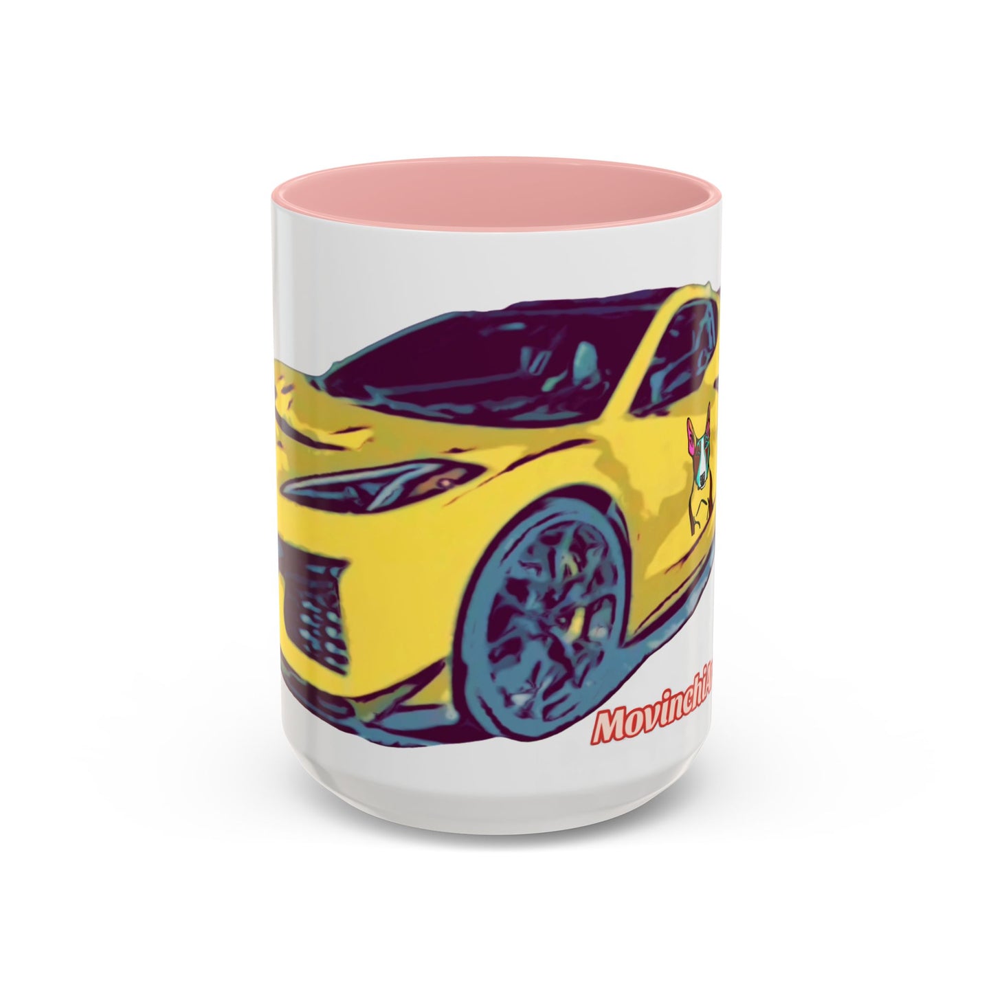 ZR1 Lover Coffee Mug — Yellow Sports Car & Boston Terrier Accent Mug (11/15 oz)