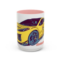 ZR1 Lover Coffee Mug — Yellow Sports Car & Boston Terrier Accent Mug (11/15 oz)