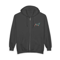 VINCENT.  Skull Graphic Zip Hoodie — Neon Retro Art Back Patch