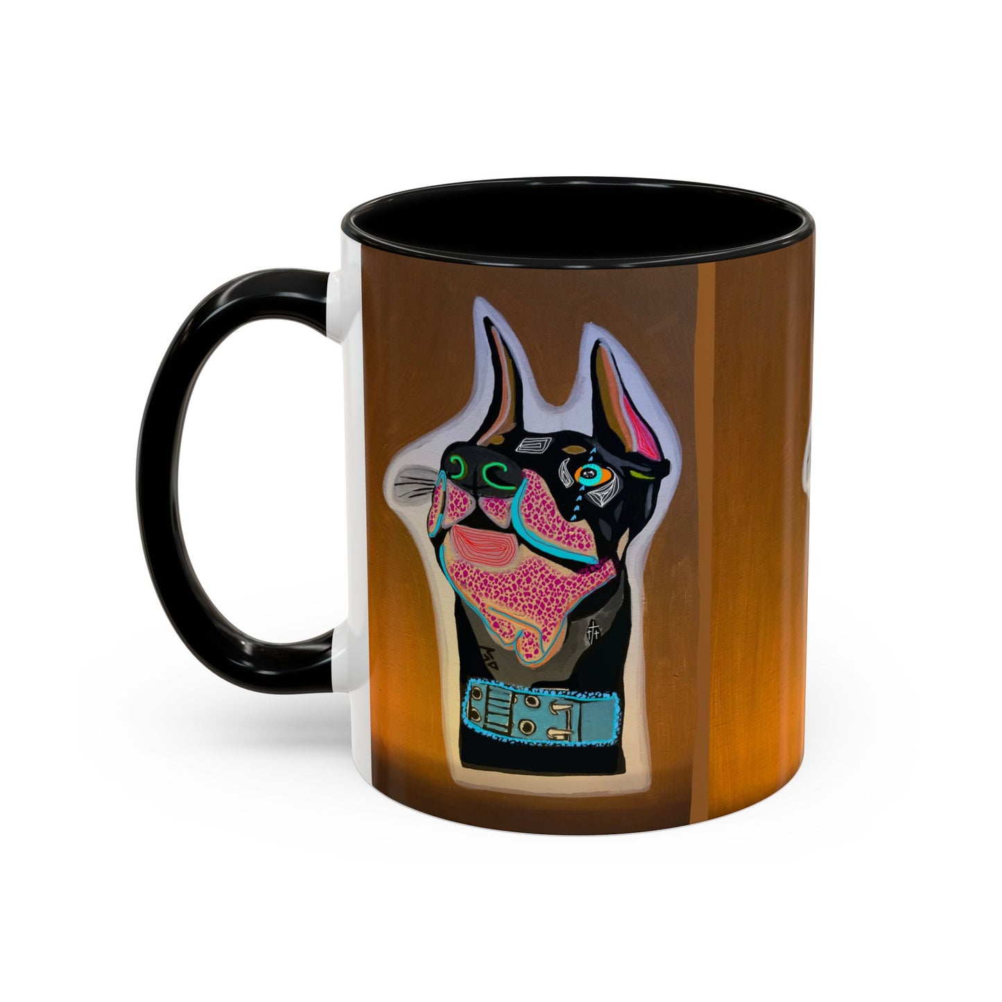 Colorful Doberman Accent Coffee Mug — Vibrant Dog Portrait Ceramic Mug (11/15oz)