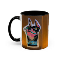 Colorful Doberman Accent Coffee Mug — Vibrant Dog Portrait Ceramic Mug (11/15oz)