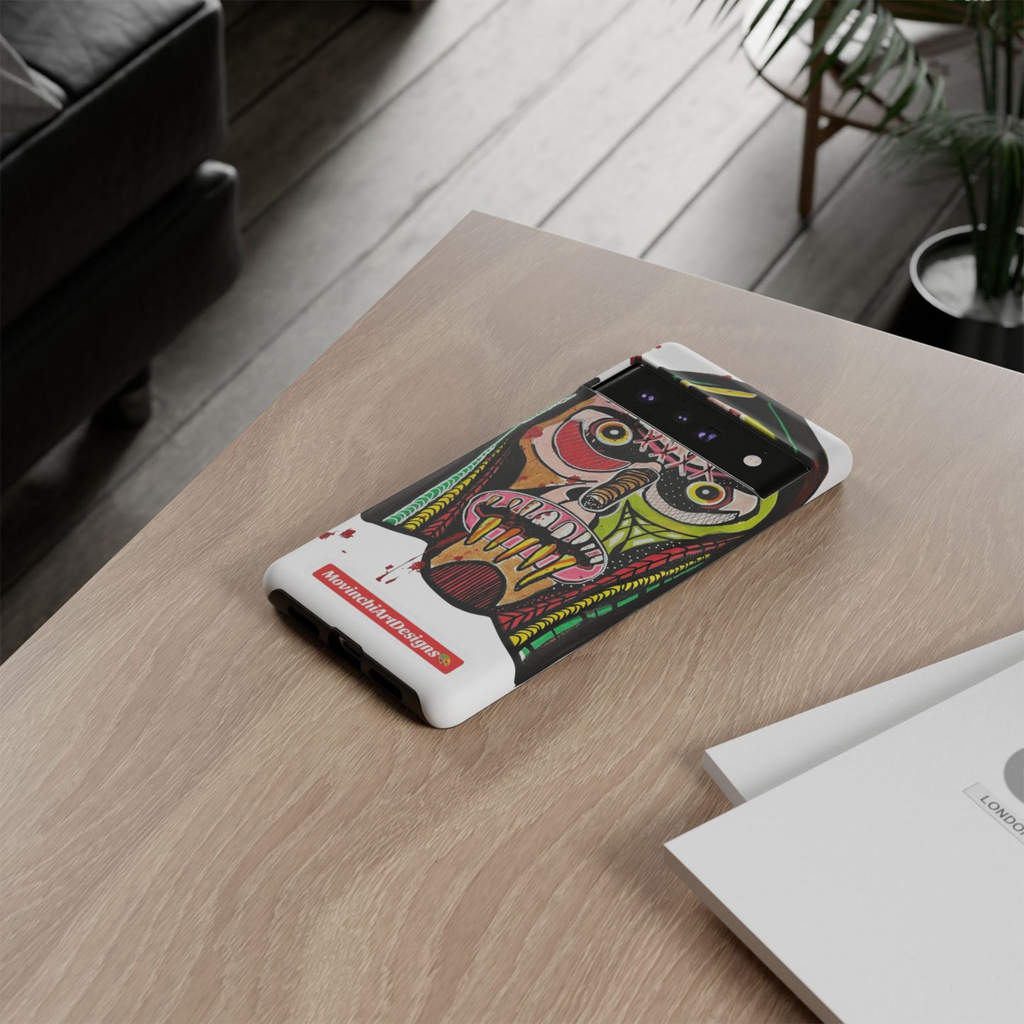 KUNTA.  Abstract Tribal Skull Phone Case — Colorful Street Art Protective Cover