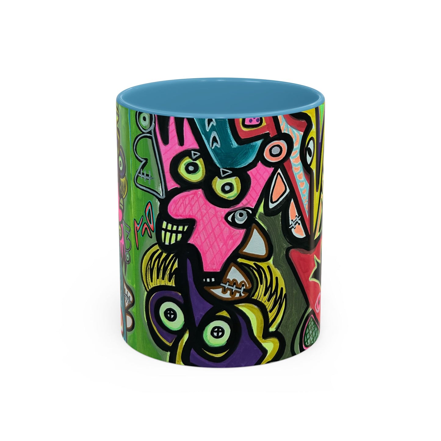 AbstractCONCERT.   Pop Art Coffee Mug — Colorful Faces Accent Mug (11/15 oz)