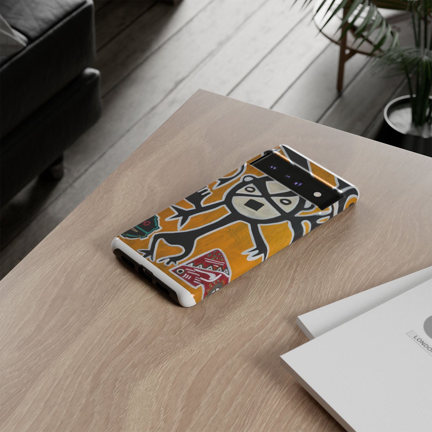 Abstract TAINO  Tribal Art Phone Case – Bold Orange Graphic Protective Cover
