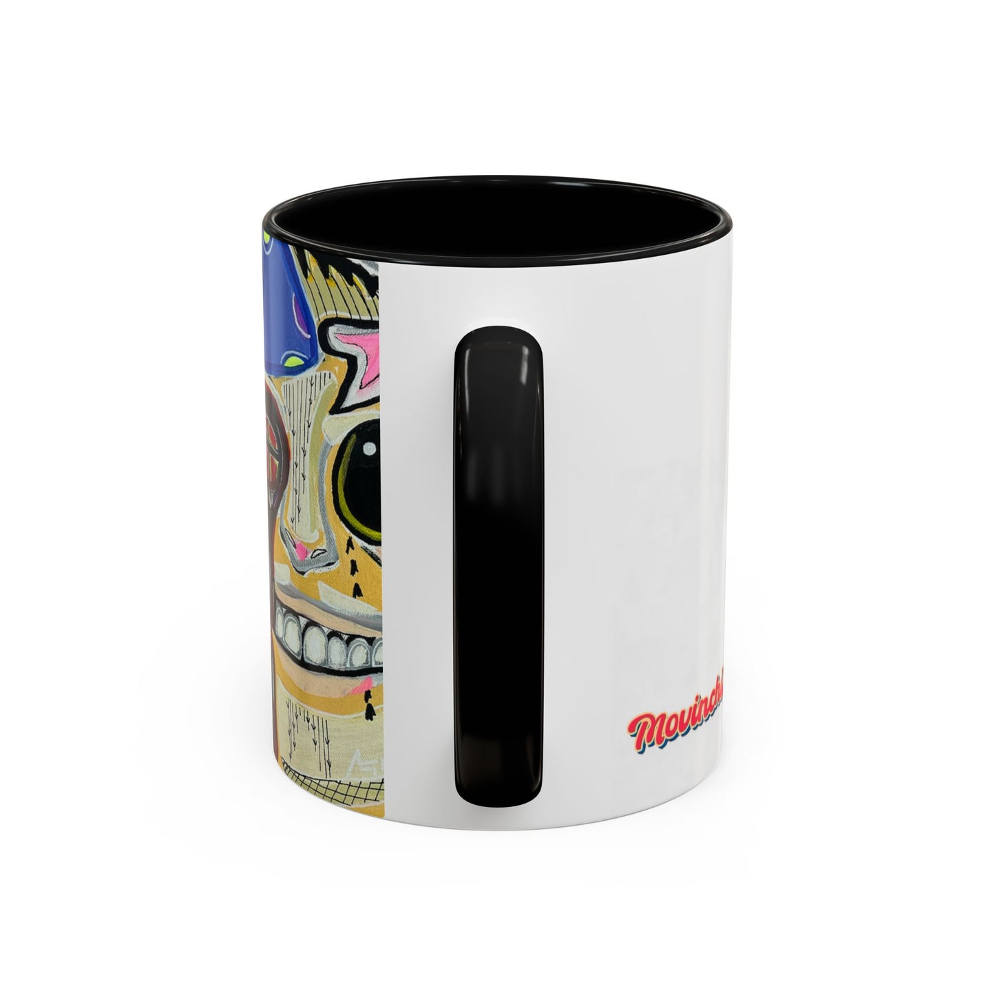 POOKIES BEAR Cat Skull Accent Coffee Mug — Day of the Dead Gothic Cat Design