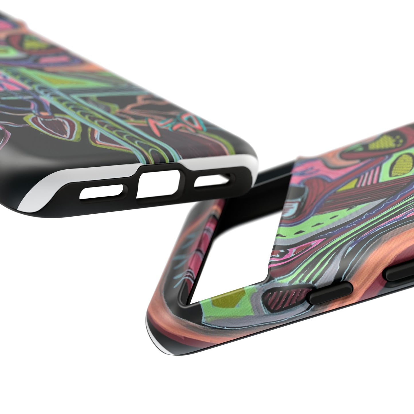 HEART ATTACK Abstract Neon Face Tough Phone Case – Vibrant Art Phone Cover