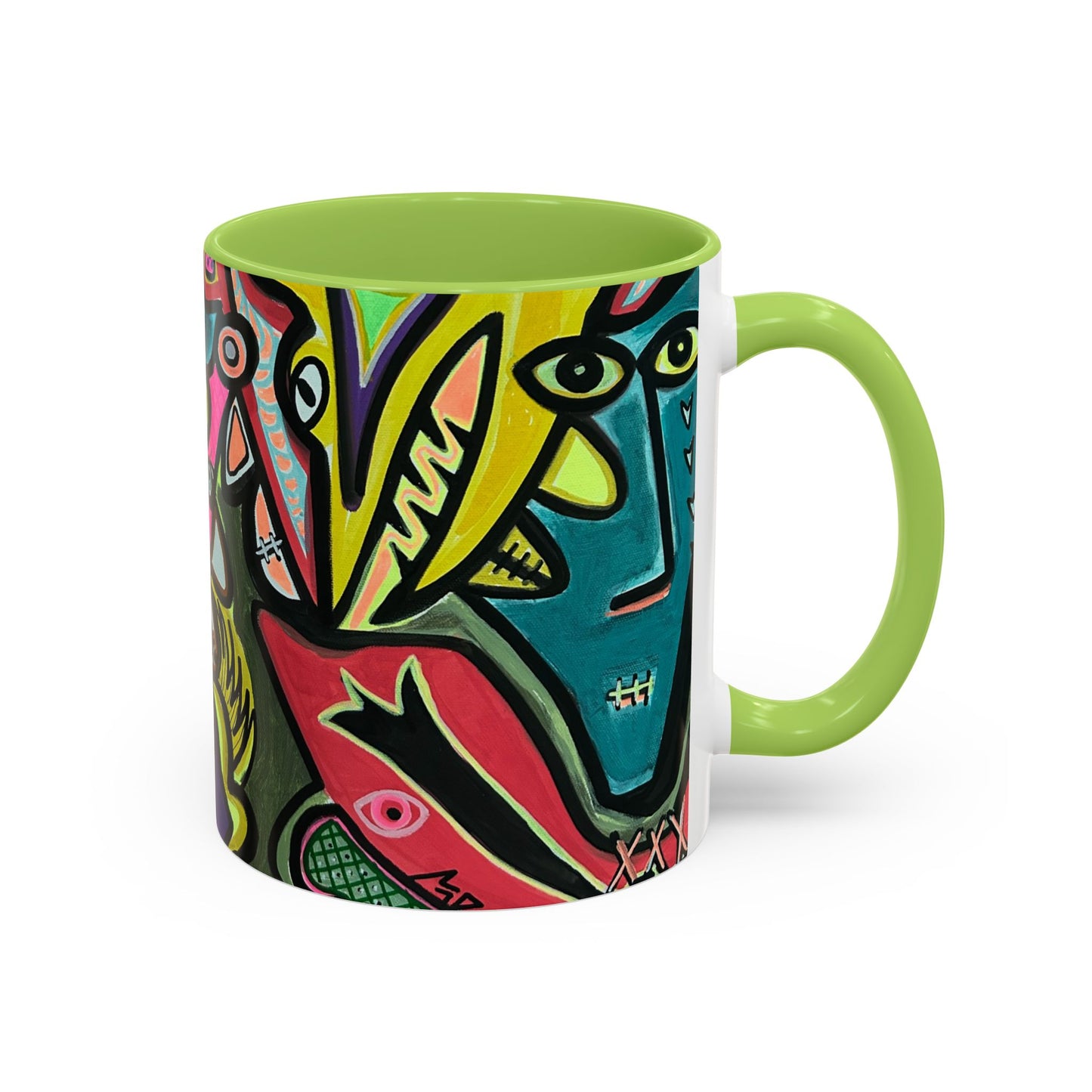 AbstractCONCERT.   Pop Art Coffee Mug — Colorful Faces Accent Mug (11/15 oz)