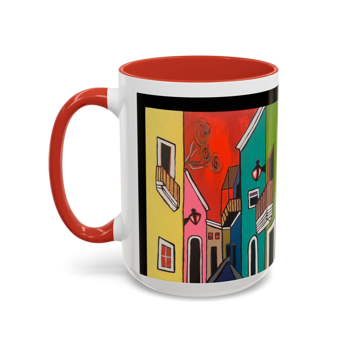 VIEJO SAN JUAN,  Colorful Cityscape Coffee Mug — Vibrant European Street Accent Mug