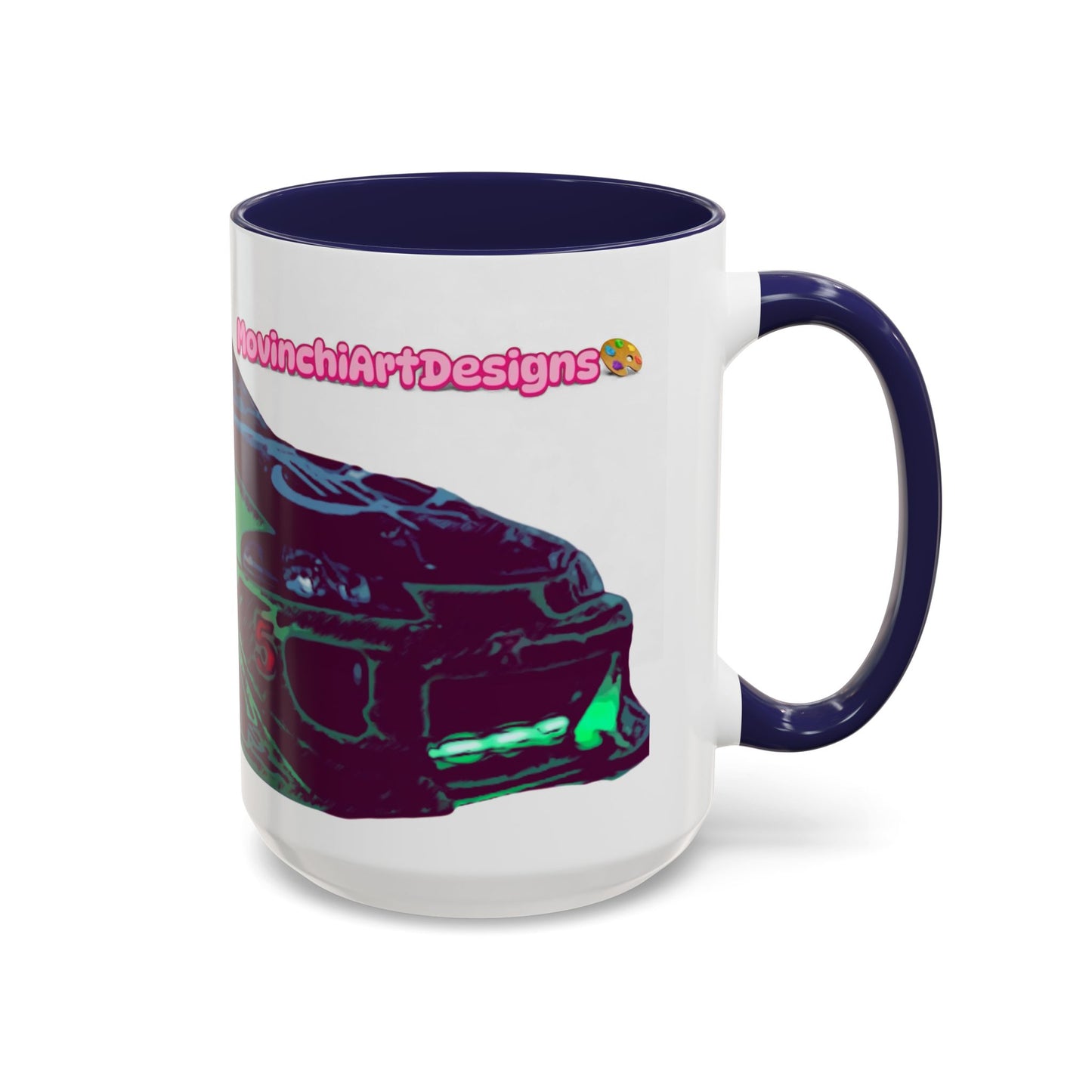 Coffee Mug —ECLIPSE  Neon Sports Car Design with "MovinchiArtDesigns" Logo