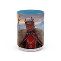 KING OF THE WORLD Royal Portrait Accent Coffee Mug – King in Fur Coat Design (11/15oz)