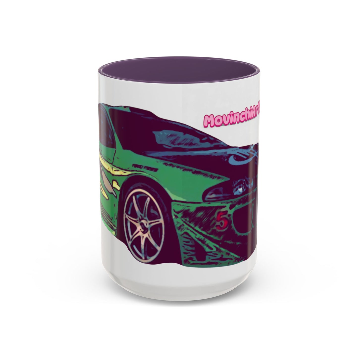 Coffee Mug —ECLIPSE  Neon Sports Car Design with "MovinchiArtDesigns" Logo