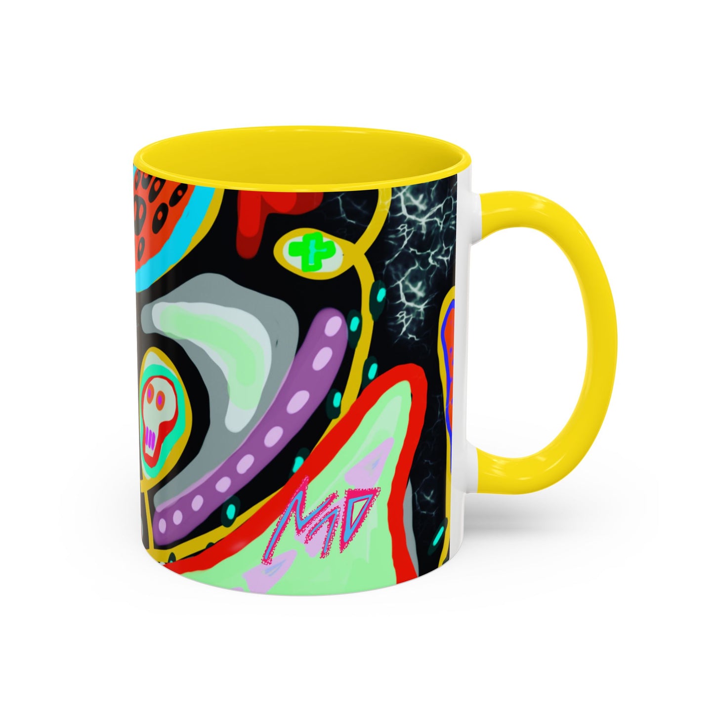 CRAZY2.0  Accent Mug — Colorful Neon Skull Abstract Coffee Cup