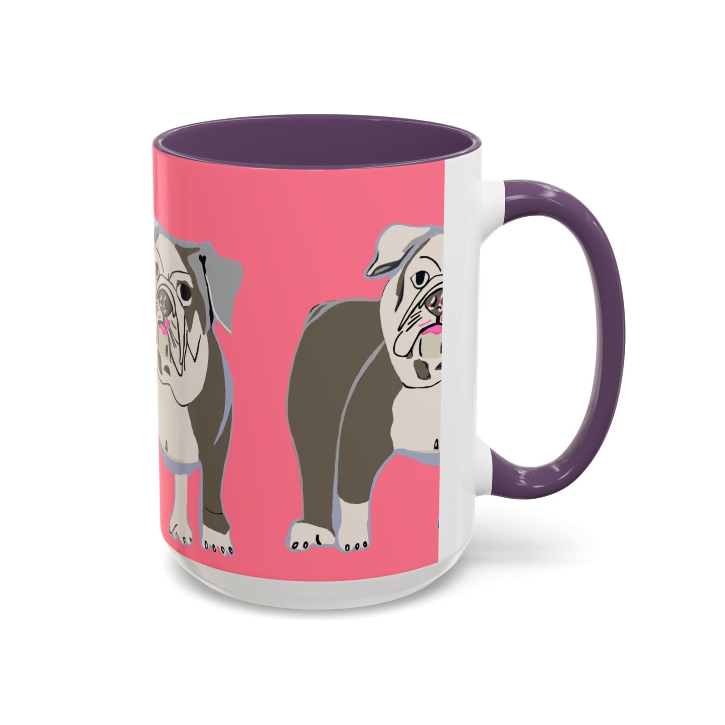 Bulldog Accent Coffee Mug — Cute Pink Dog Lover Mug (11/15oz)