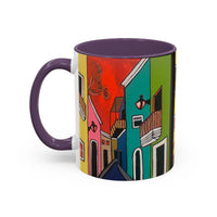 SAN SEBASTIAN.  Colorful Street Scene Accent Coffee Mug — Vibrant Urban Art Ceramic Mug (11/15oz)