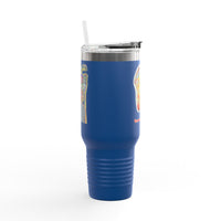 MOVINCHIARTDESIGNS.  40oz Insulated Travel Mug — Colorful Abstract Skull Design, Spill‑Resistant Tumbler