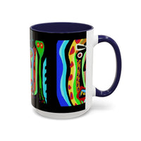 CRAZY.   Neon Face Accent Coffee Mug – Colorful Psychedelic Art Ceramic Mug