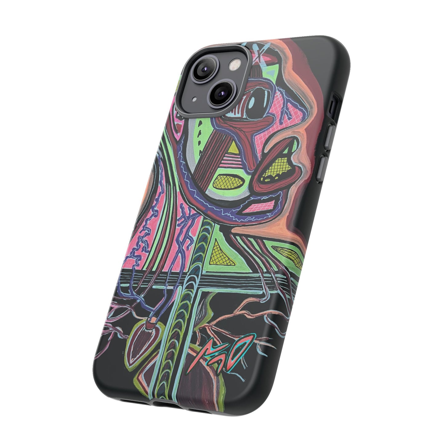 HEART ATTACK Abstract Neon Face Tough Phone Case – Vibrant Art Phone Cover