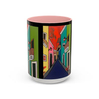 SAN SEBASTIAN.  Colorful Street Scene Accent Coffee Mug — Vibrant Urban Art Ceramic Mug (11/15oz)