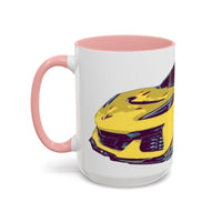 ZR1 Lover Coffee Mug — Yellow Sports Car & Boston Terrier Accent Mug (11/15 oz)