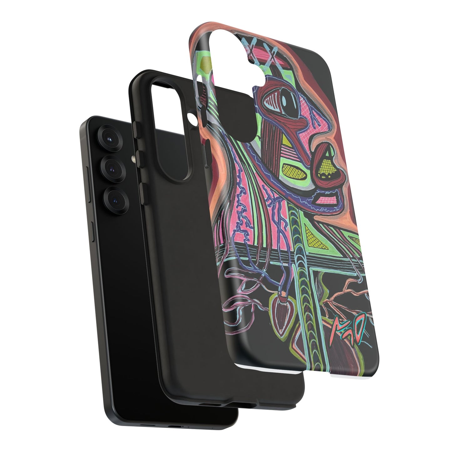 HEART ATTACK Abstract Neon Face Tough Phone Case – Vibrant Art Phone Cover