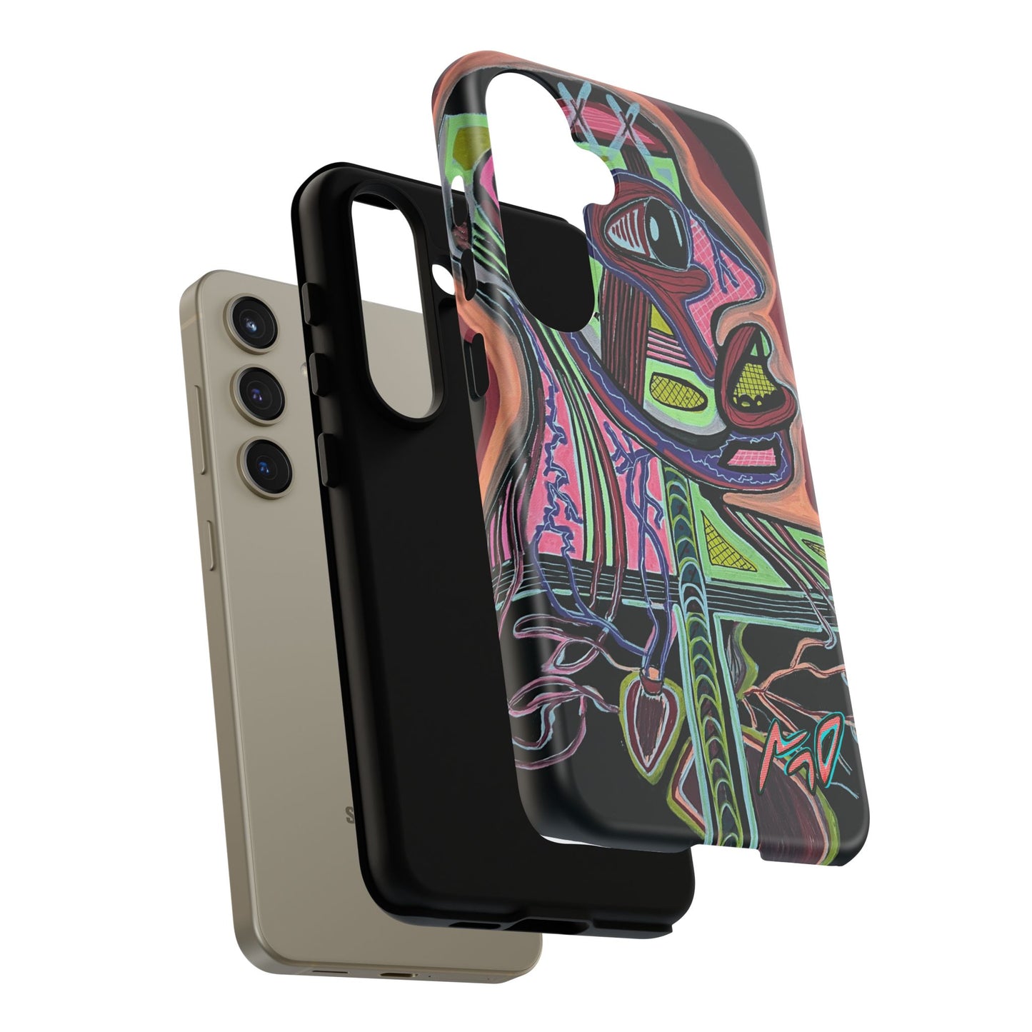 HEART ATTACK Abstract Neon Face Tough Phone Case – Vibrant Art Phone Cover