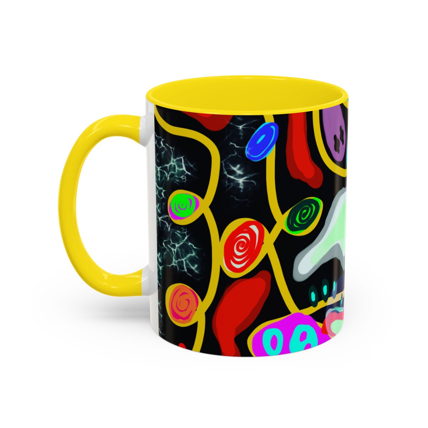CRAZY2.0  Accent Mug — Colorful Neon Skull Abstract Coffee Cup