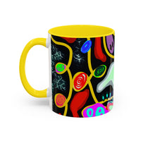 CRAZY2.0  Accent Mug — Colorful Neon Skull Abstract Coffee Cup